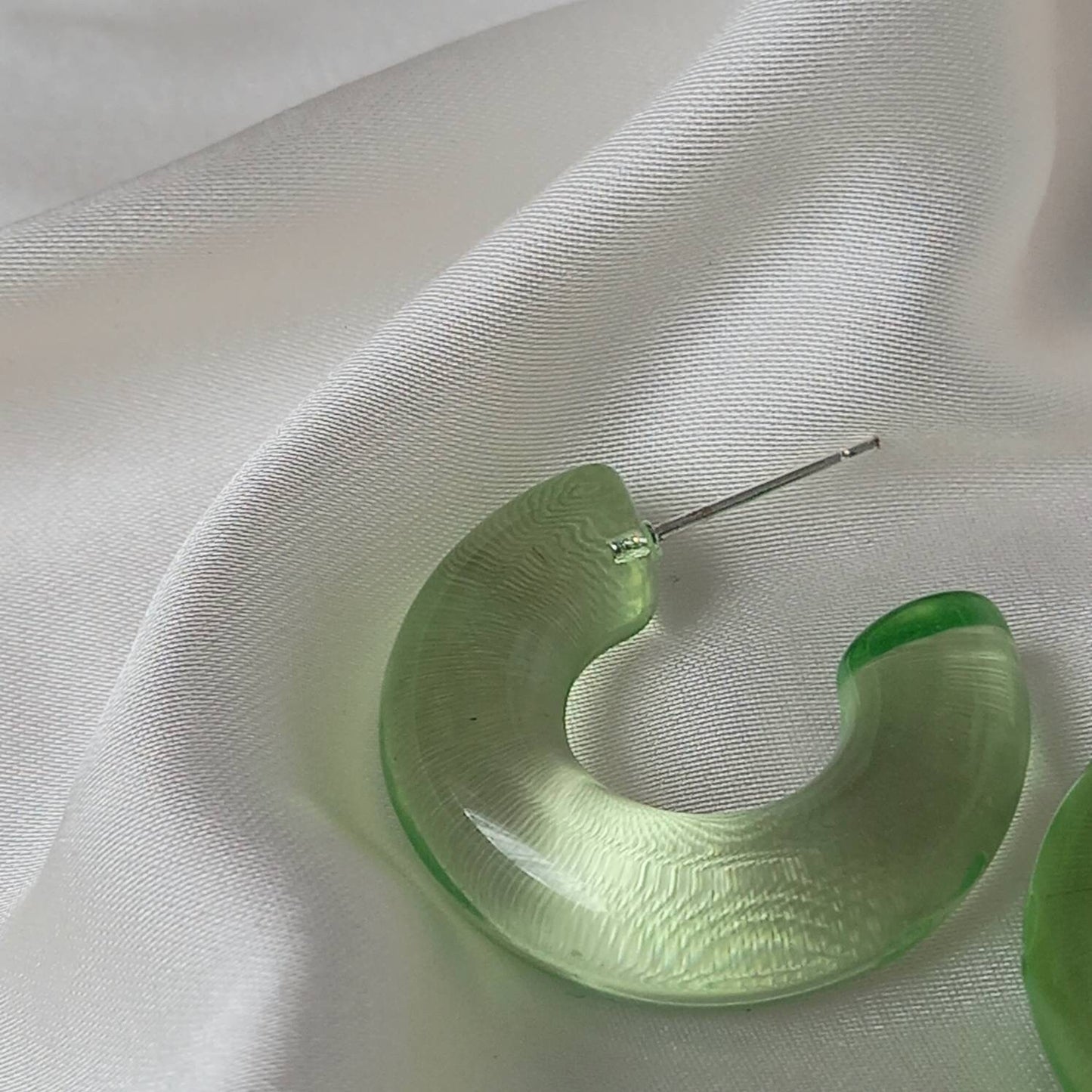 Chunky Green Resin Hoop Earrings -  Resin Earrings, Chunky Hoop Earrings, Thick Resin Earrings, Earrings In The UK, Hoop Earrings In The UK