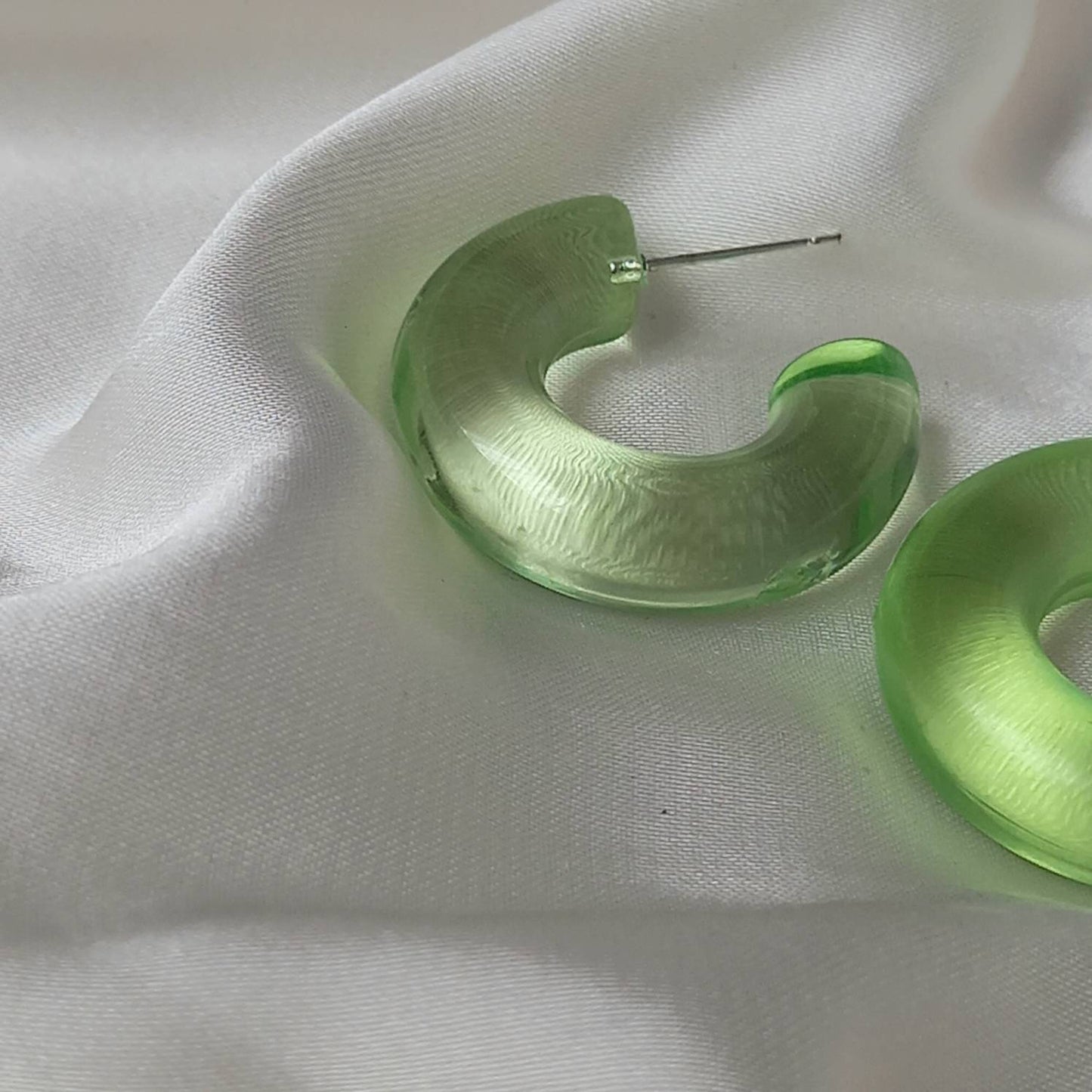 Chunky Green Resin Hoop Earrings -  Resin Earrings, Chunky Hoop Earrings, Thick Resin Earrings, Earrings In The UK, Hoop Earrings In The UK