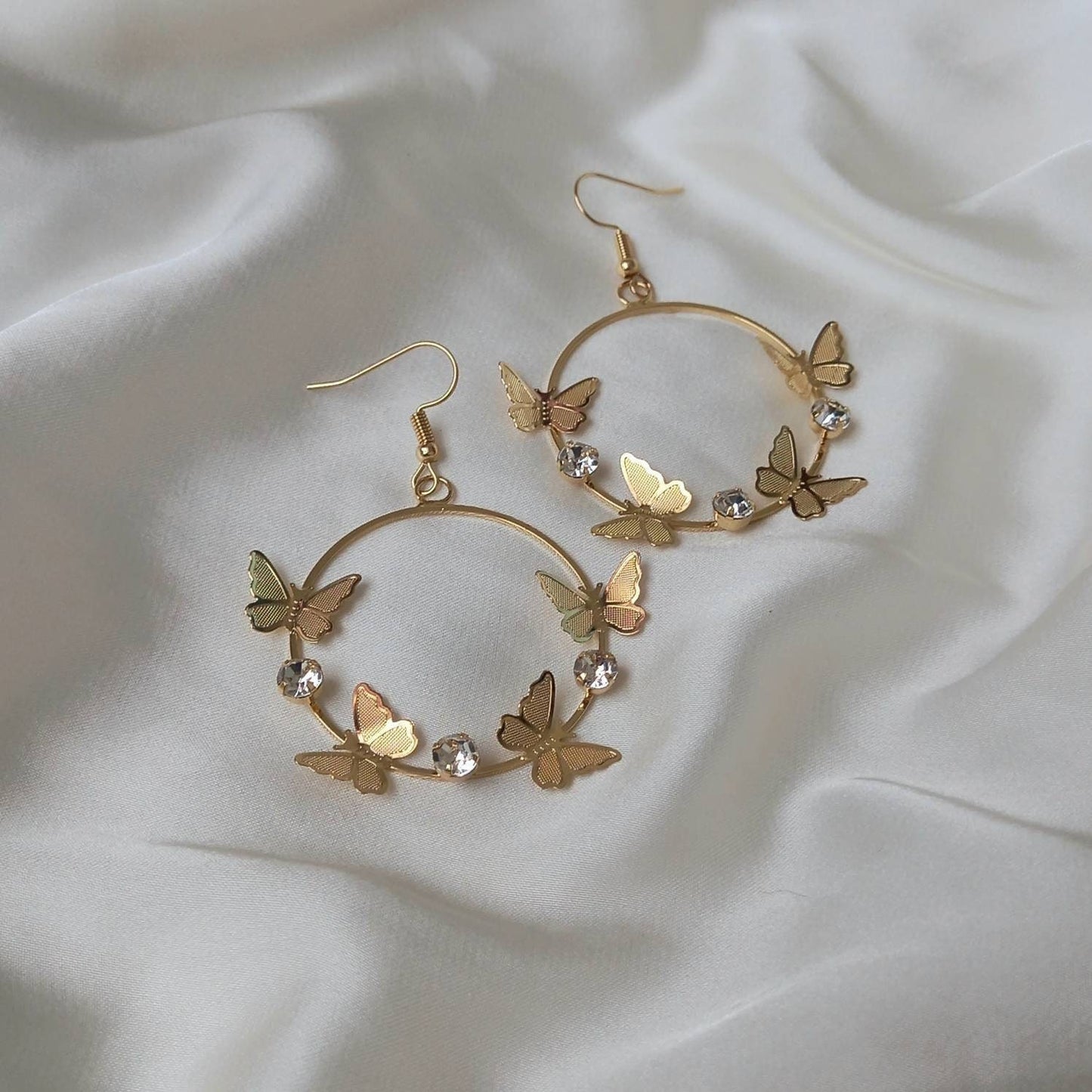 Gold Butterfly Hoop Earrings - Lightweight Hoop Earrings, Butterfly Earrings, Hoop Earrings, Cute Earrings, Gold Earrings, Gold Jewellery