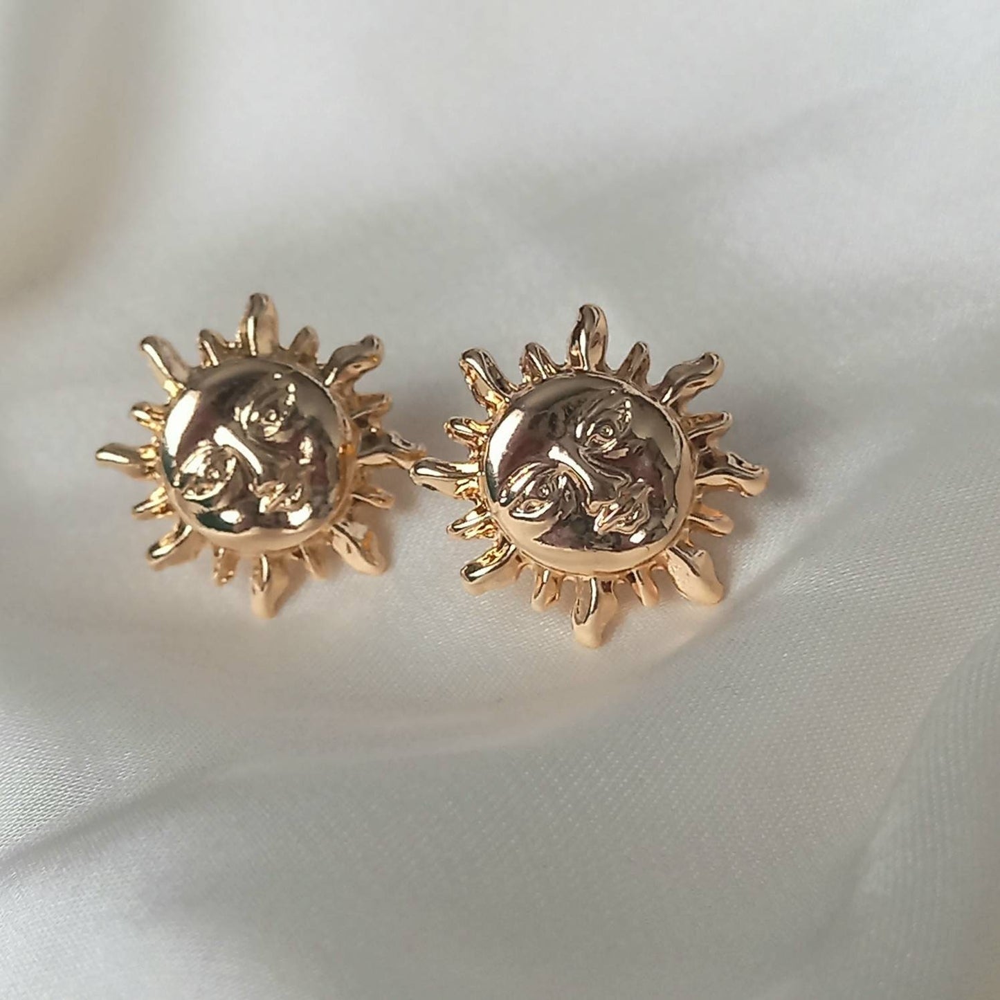 Gold Sun Stud Earrings -  Gold Sun Earrings, Cute Earrings, Gold Earrings In The UK, Gold Jewellery In The UK, Gold Stud Earrings In The UK