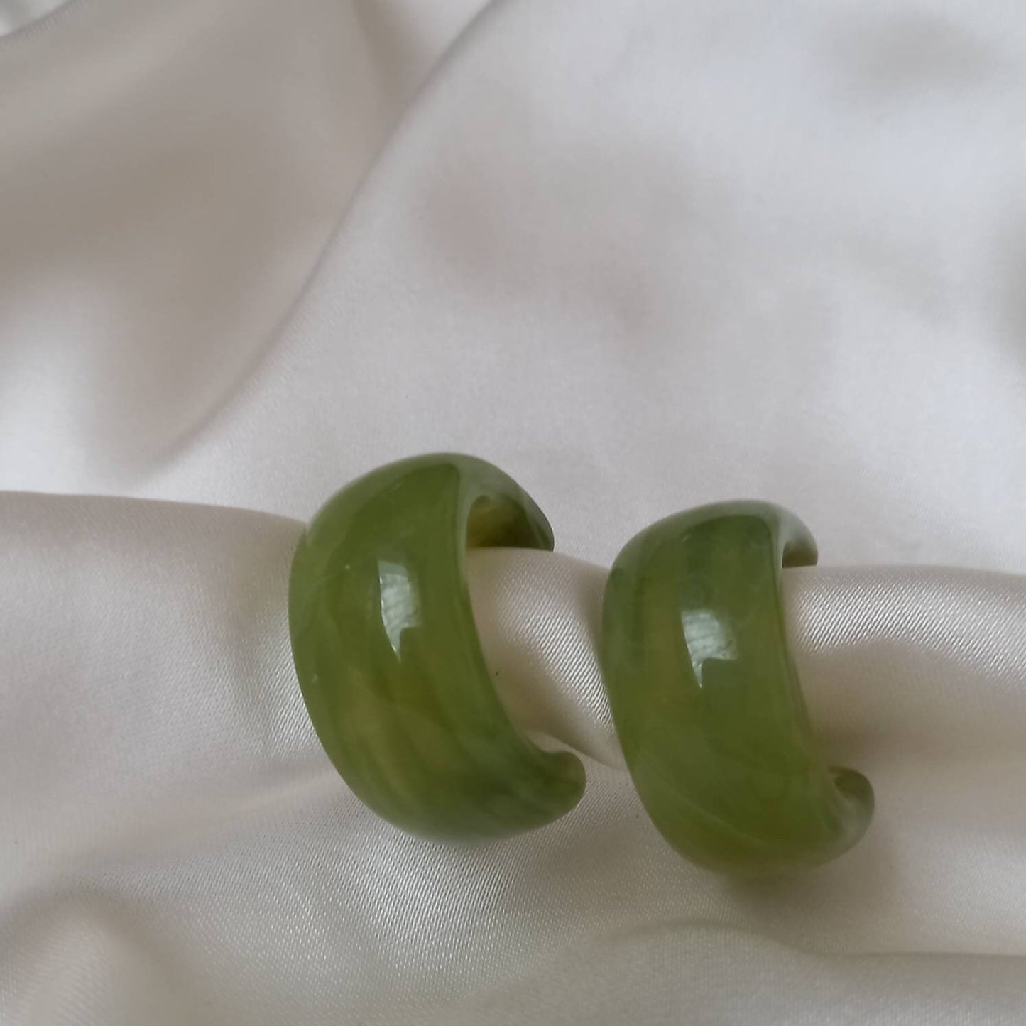 Chunky Green Resin Hoop Earrings -  Resin Earrings, Chunky Hoop Earrings, Thick Resin Earrings, Earrings In The UK, Hoop Earrings In The UK