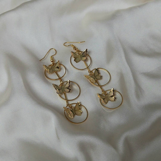 Gold Butterfly Drop Earrings - Lightweight Drop Earrings, Butterfly Earrings, Cute Earrings,Gold Earrings In The UK,Gold Butterfly Jewellery