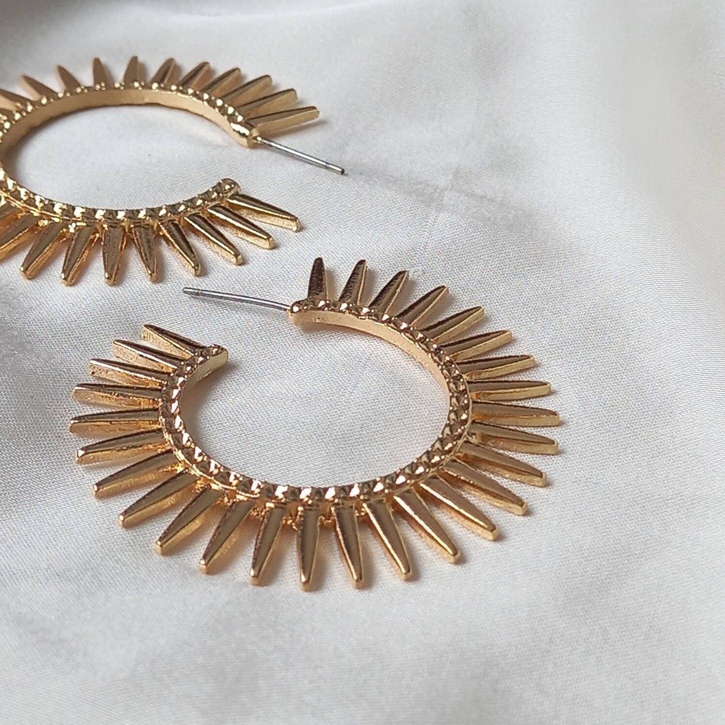 Gold Sun Hoop Earrings - Gold Hoop Earrings,Gold Sun Earrings,Cute Earrings,Gold Earrings In The UK,Gold Jewellery In The UK,Spike Earrings