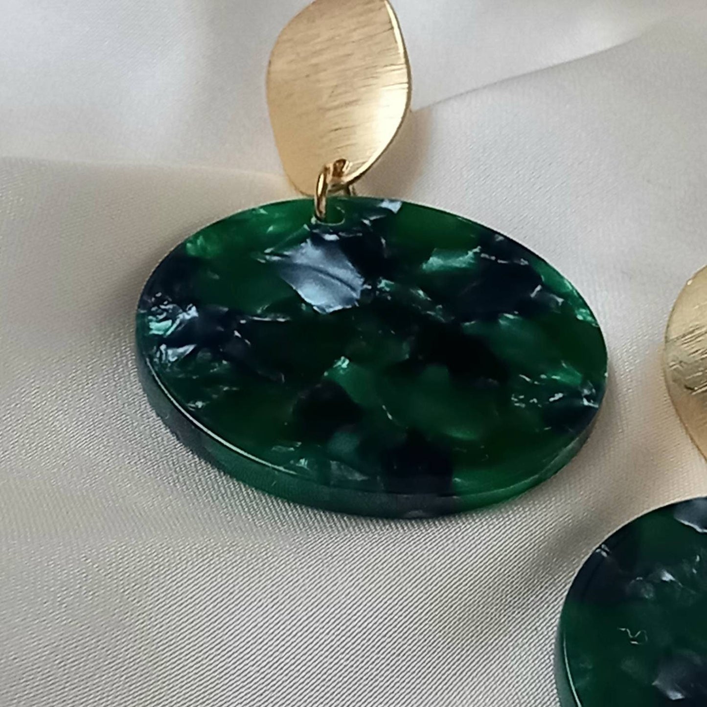 Green Resin Drop Earrings -  Green Earrings In The UK,Green Jewellery In The UK,Gold Earrings,Emerald Green,Resin Earrings, Chunky Earrings