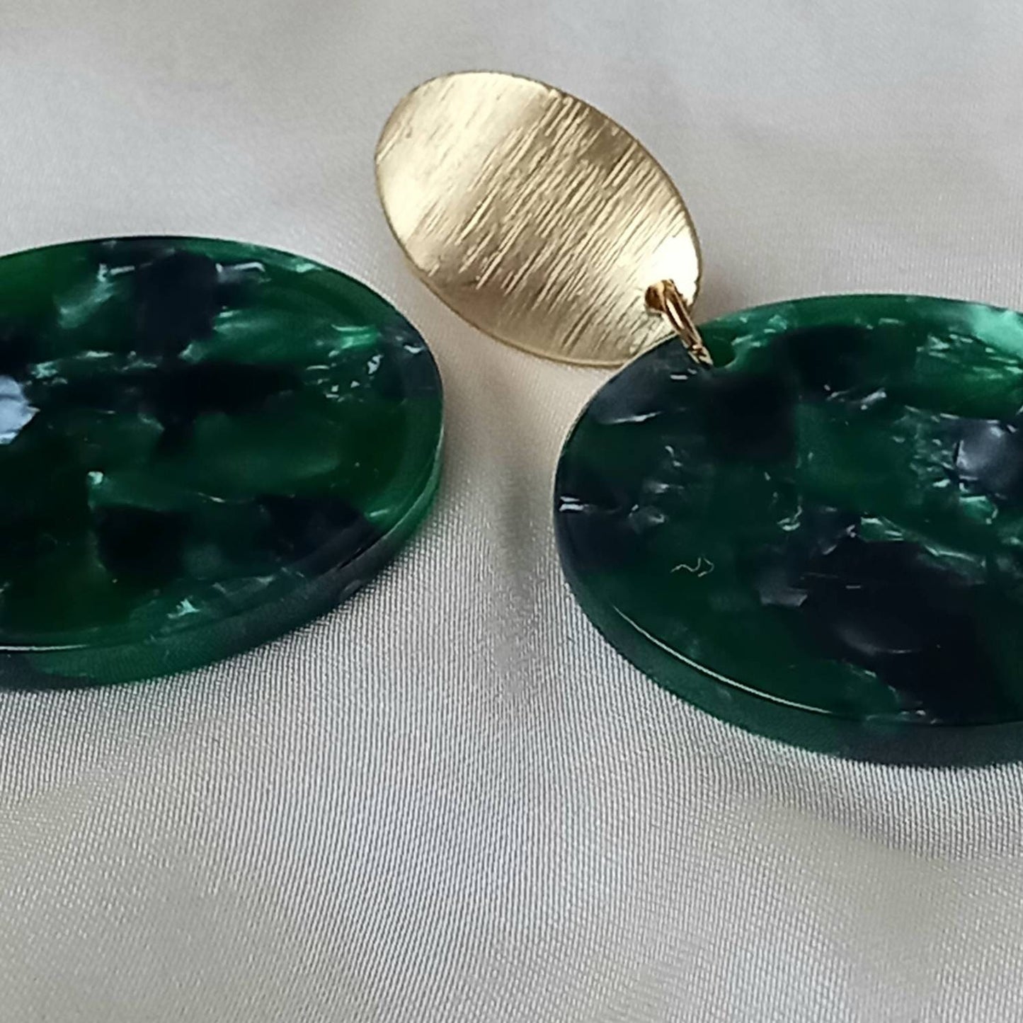 Green Resin Drop Earrings -  Green Earrings In The UK,Green Jewellery In The UK,Gold Earrings,Emerald Green,Resin Earrings, Chunky Earrings