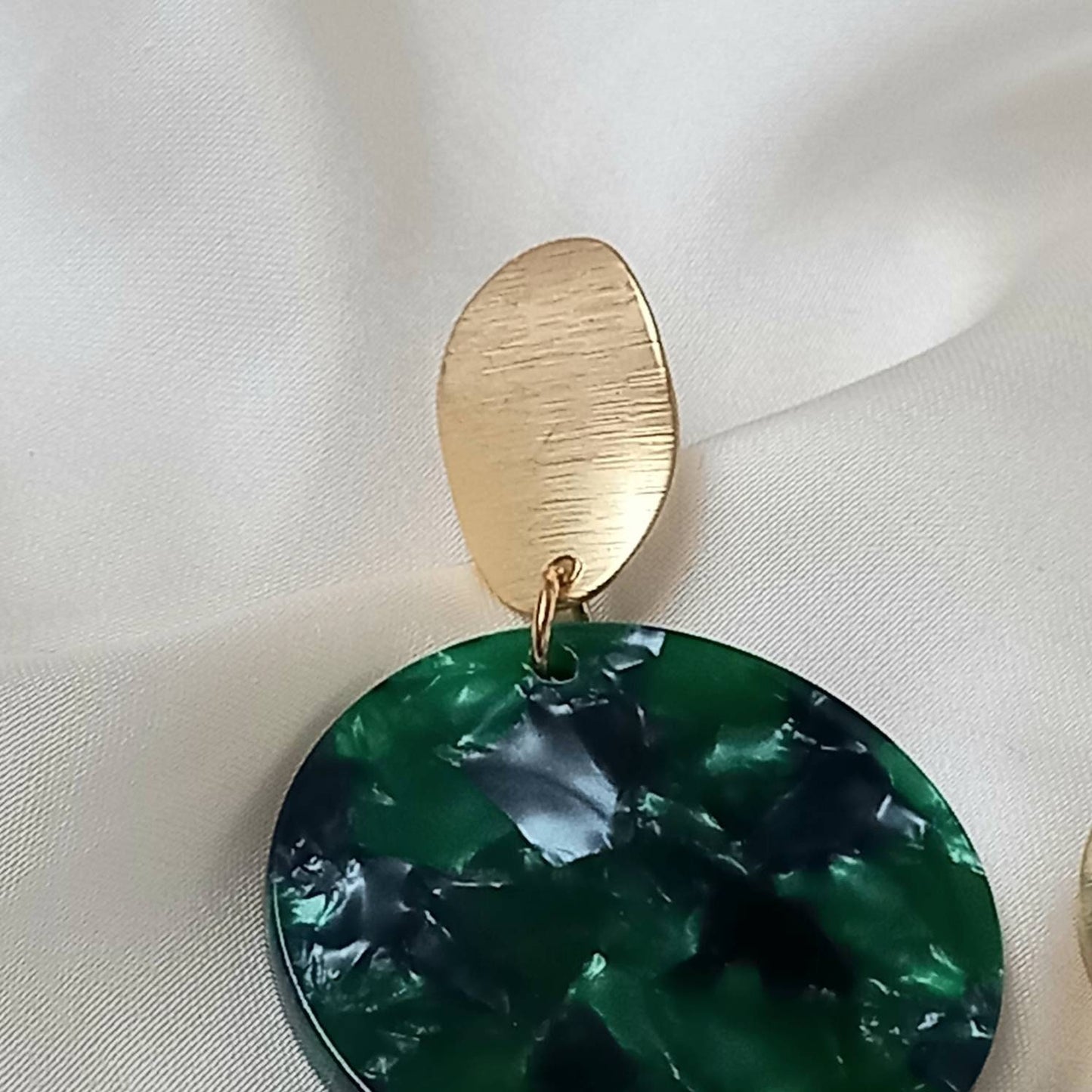 Green Resin Drop Earrings -  Green Earrings In The UK,Green Jewellery In The UK,Gold Earrings,Emerald Green,Resin Earrings, Chunky Earrings