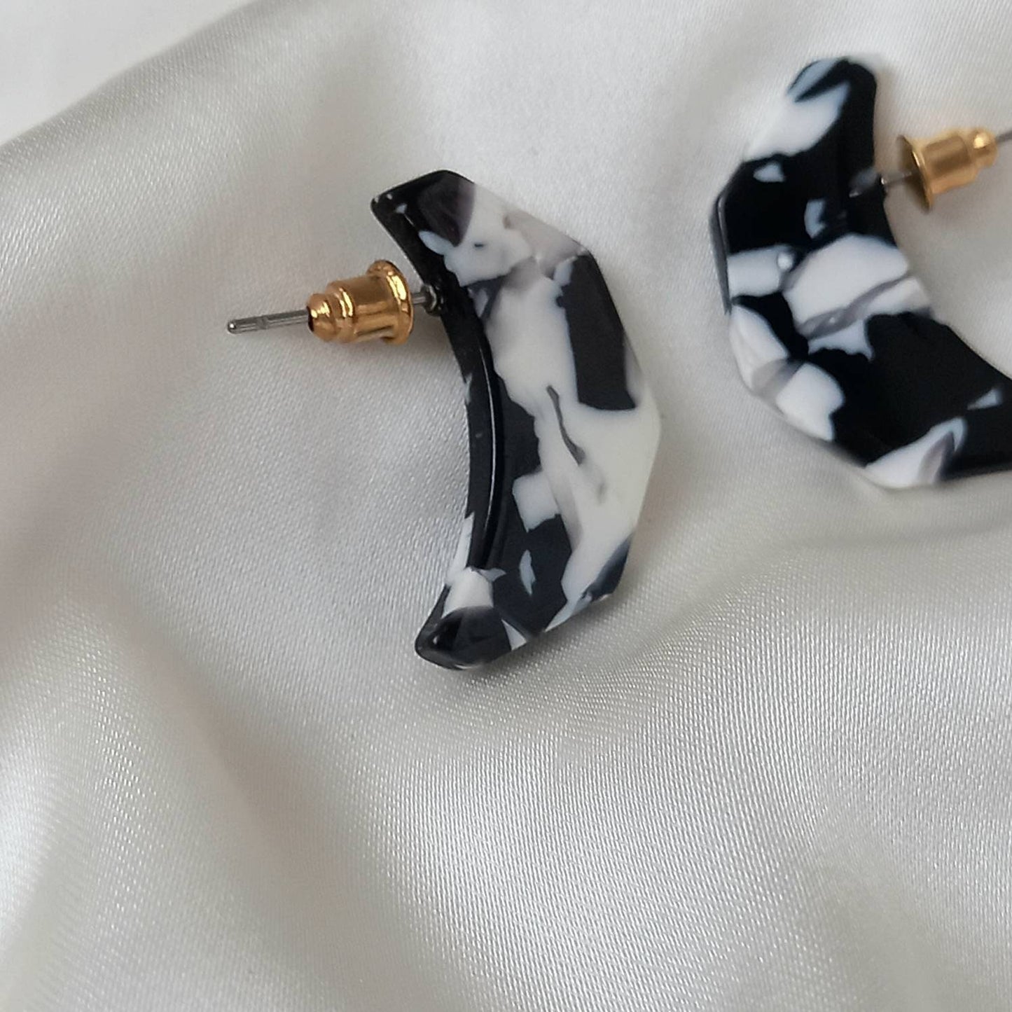 Black & White Moon Drop Earrings - Black Spotted Earrings,Gold Earrings,Spotty Earrings,Moon Earrings,Gold Earrings In The UK,Moon Jewellery