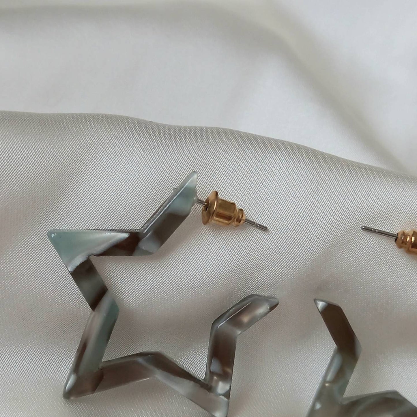 Grey Star Hoop Earrings - Lightweight Hoop Earrings,Star Earrings,Small Hoop Earrings,Cute Earrings,Gold Earrings In The UK,Gold Jewellery