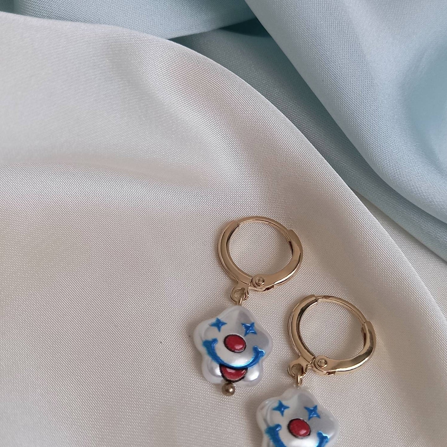 Faux Pearl Face Drop Earrings - Pearl Earrings, Gold Earrings, Face Earrings, Small Drop Earrings, White Jewellery, Pearl Earrings In The UK