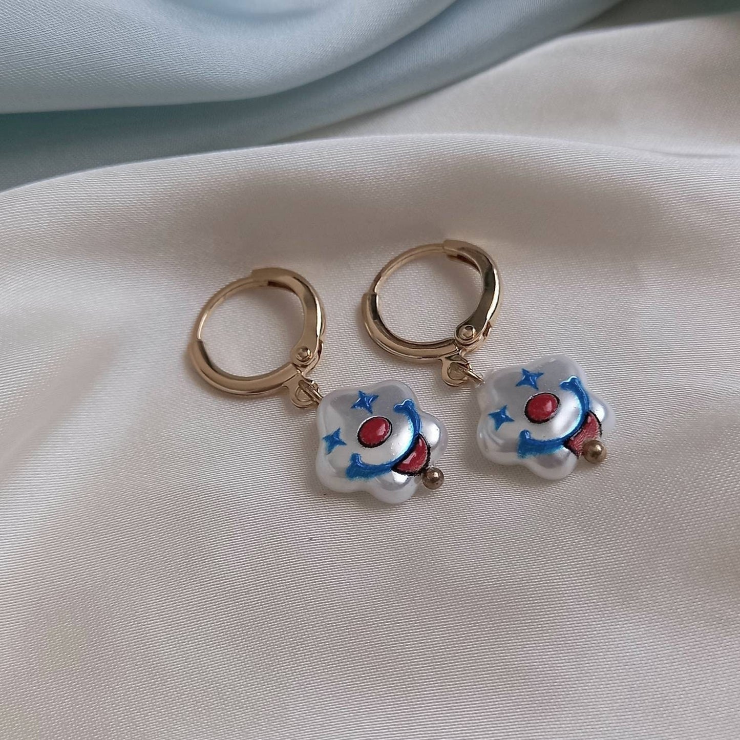 Faux Pearl Face Drop Earrings - Pearl Earrings, Gold Earrings, Face Earrings, Small Drop Earrings, White Jewellery, Pearl Earrings In The UK