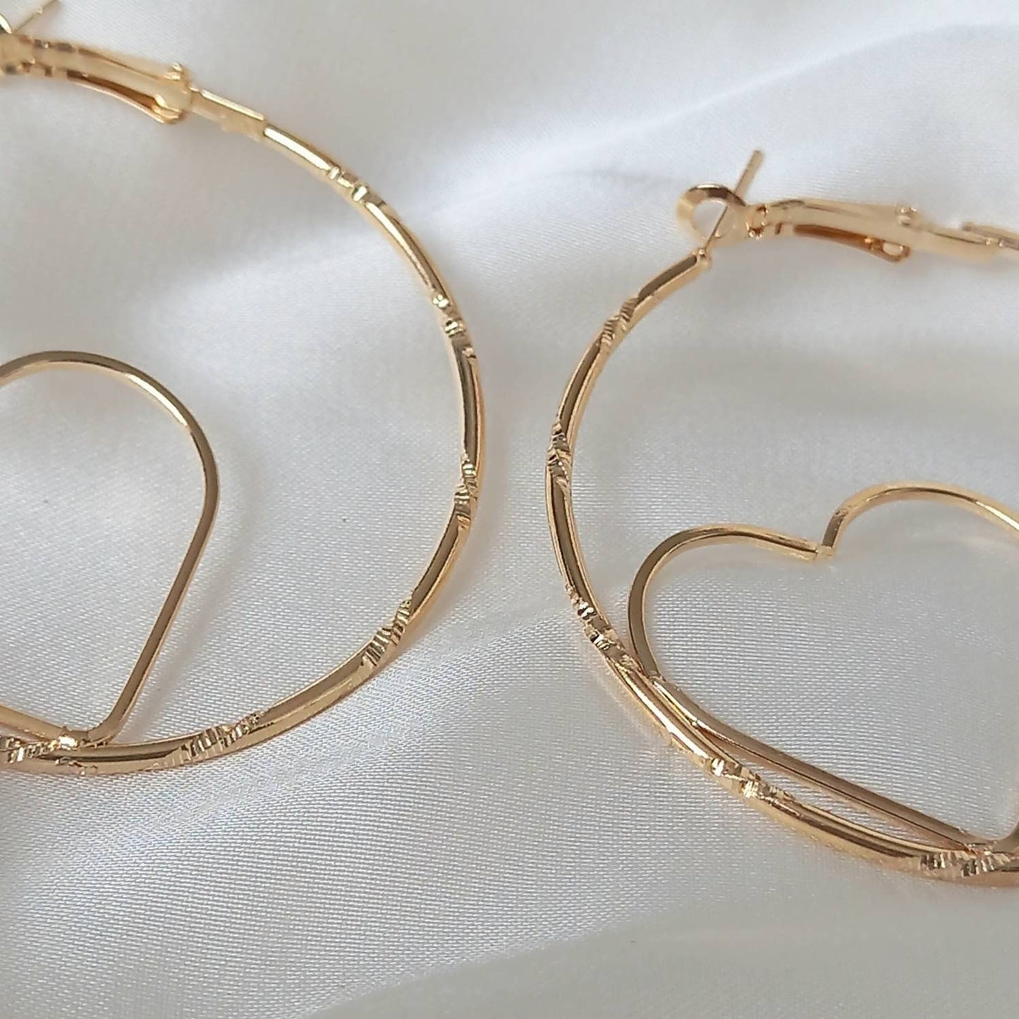 Gold Heart Hoop Earrings - Lightweight Hoop Earrings, Heart Earrings, Hoop Earrings, Cute Earrings, Gold Earrings In The UK, Gold Jewellery