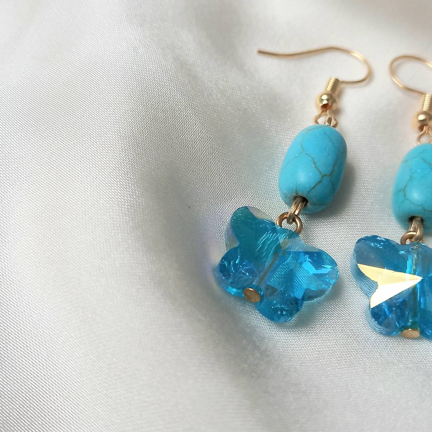 Blue Butterfly Drop Earrings - Lightweight Earrings, Blue Butterfly Earrings, Cute Earrings,Blue Earrings In The UK,Gold Butterfly Jewellery