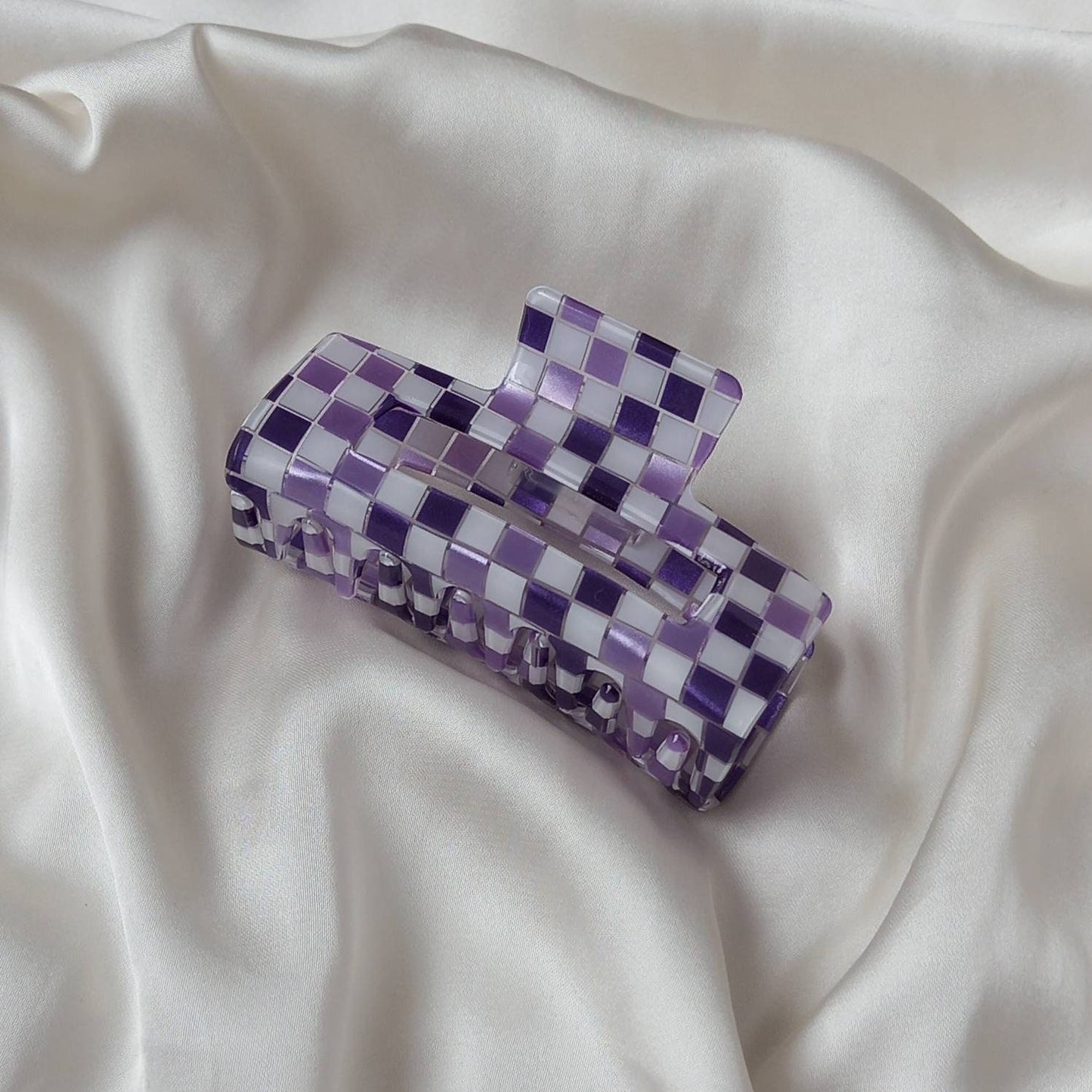 Purple & White Retro Hair Clip - Purple Hair Clip,Funky Hair Clip,70's Accessories,Vintage Style Hair Clip,Purple Hair Claw,White Hair Clip