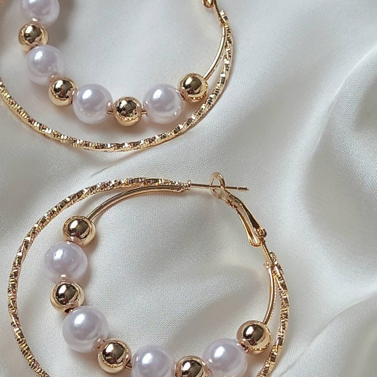Faux Pearl Hoop Earrings - Pearl Jewellery, Pearl Earrings, Gold Bead Earrings, Hoop Earrings In The UK, Cute Earrings, Pearl Jewellery