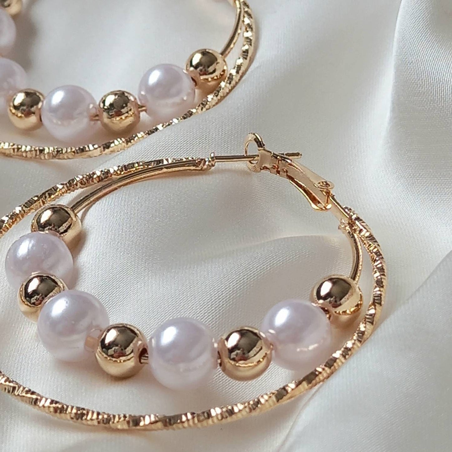 Faux Pearl Hoop Earrings - Pearl Jewellery, Pearl Earrings, Gold Bead Earrings, Hoop Earrings In The UK, Cute Earrings, Pearl Jewellery