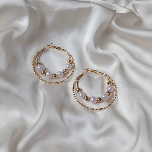 Faux Pearl Hoop Earrings - Pearl Jewellery, Pearl Earrings, Gold Bead Earrings, Hoop Earrings In The UK, Cute Earrings, Pearl Jewellery