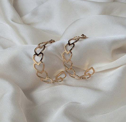 Gold Heart Hoop Earrings - Lightweight Hoop Earrings, Heart Earrings, Hoop Earrings, Cute Earrings,Gold Earrings In The UK, Gold Jewellery