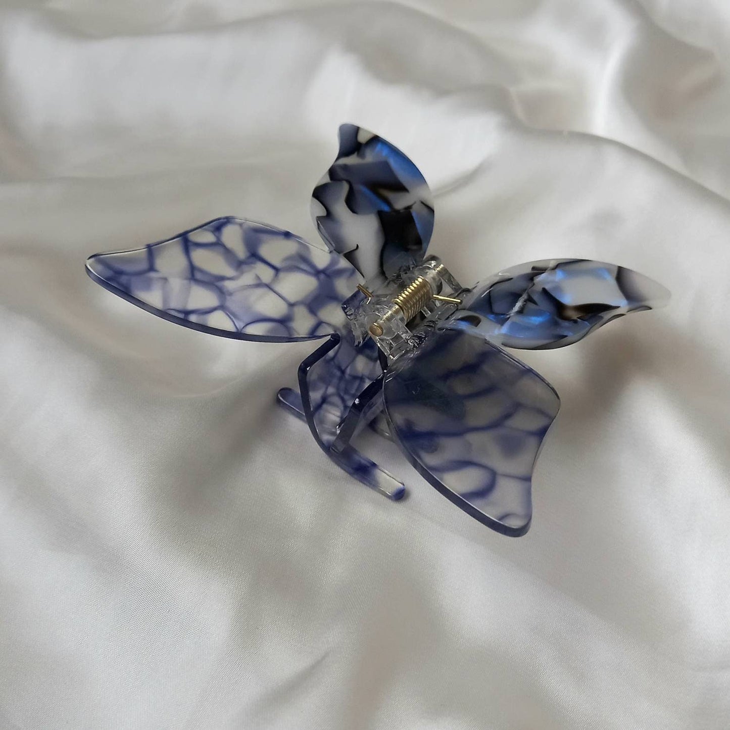 Large Butterfly Hair Clamp- Hair Clip, Blue Hair Accessories, Black Hair Claw, Funky Hair Clip, Blue Hair Clips In The UK, Butterflies