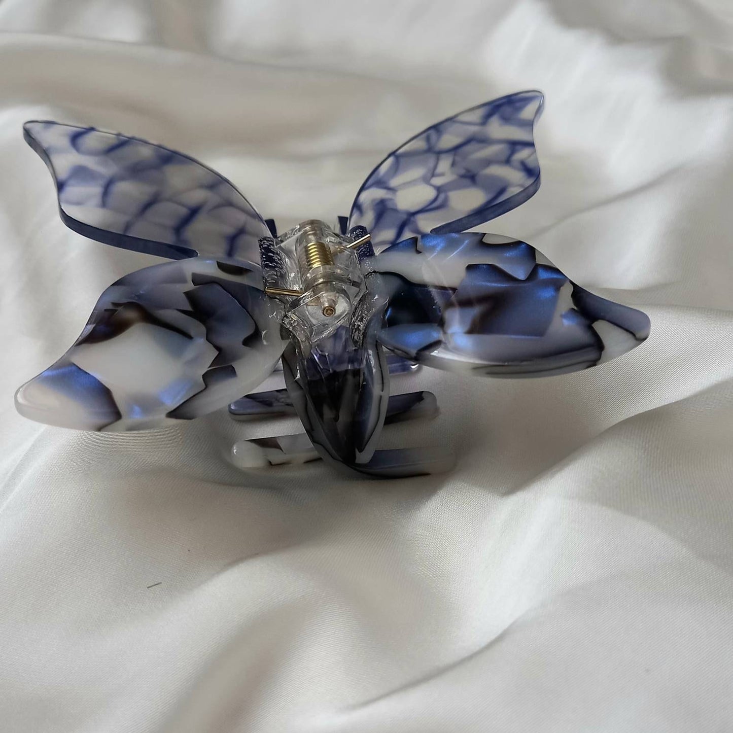 Large Butterfly Hair Clamp- Hair Clip, Blue Hair Accessories, Black Hair Claw, Funky Hair Clip, Blue Hair Clips In The UK, Butterflies