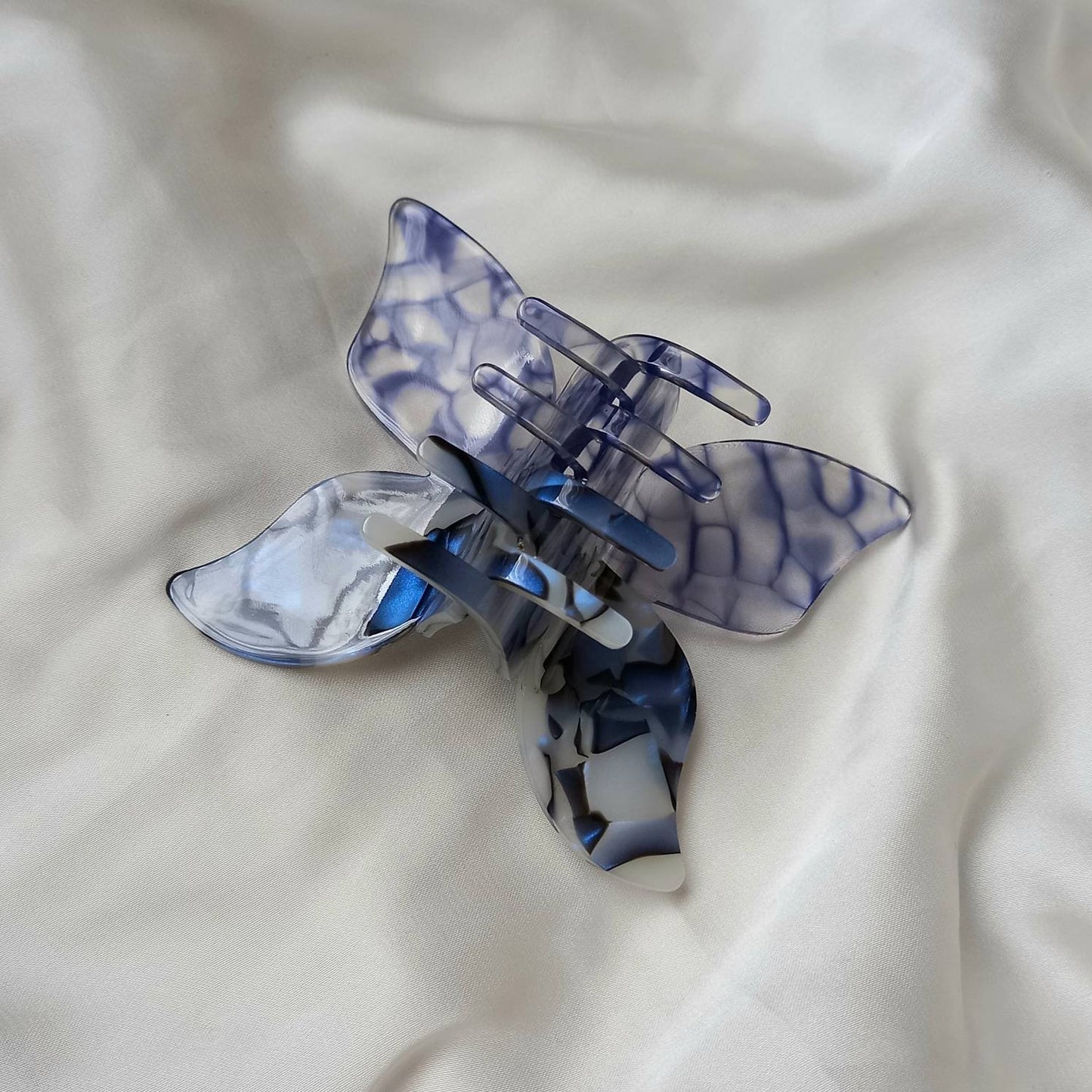 Large Butterfly Hair Clamp- Hair Clip, Blue Hair Accessories, Black Hair Claw, Funky Hair Clip, Blue Hair Clips In The UK, Butterflies