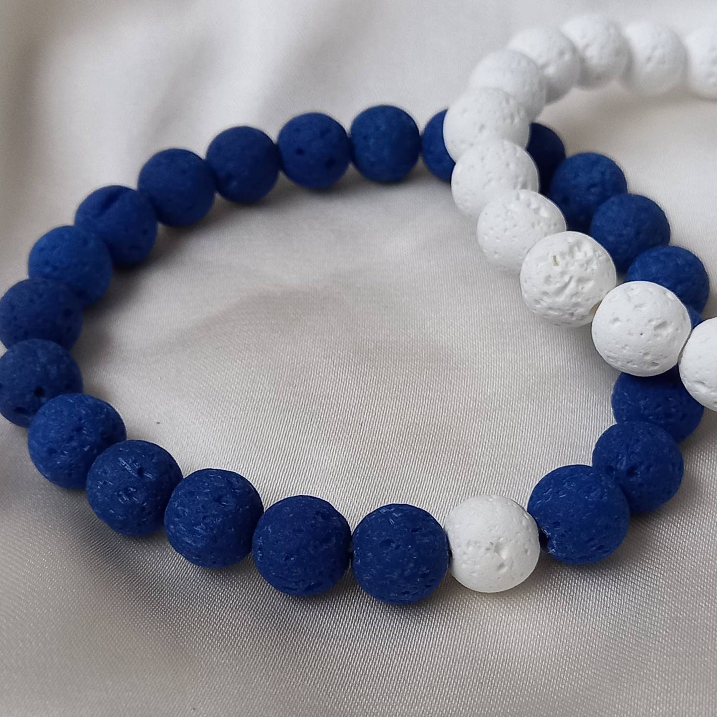 2 Matching Friendship Bead Bracelets - Chunky Bead Jewellery, Friendship Accessories, Bead Bracelets, Cute Bracelet, Blue & White Jewellery