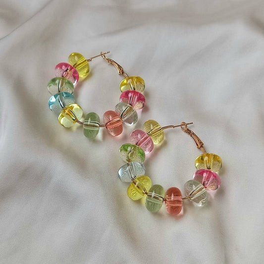 Chunky Bead Hoop Earrings - Chunky Earrings, Chunky Hoops, Bead Earrings, Cute Earrings, Gold Earrings In The UK, Gold Jewellery In The UK