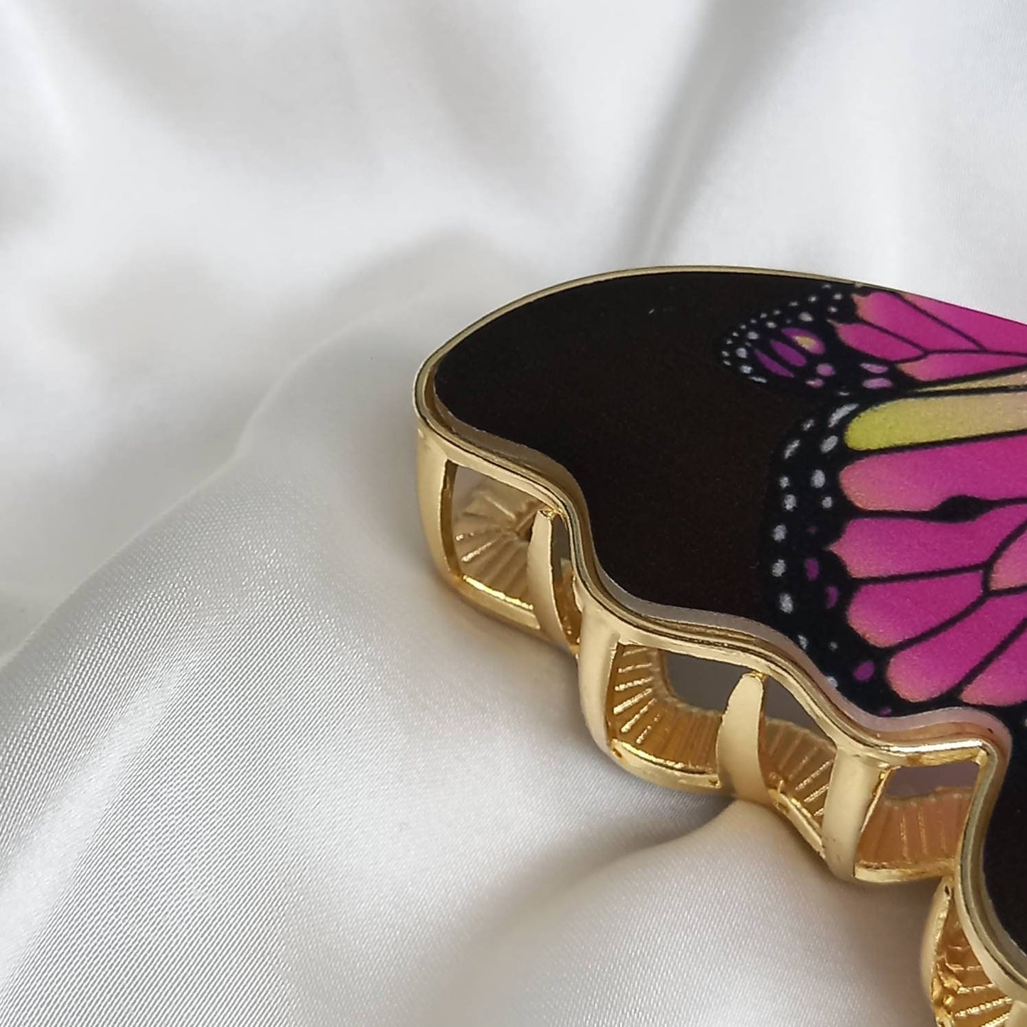 Pink Butterfly Hair Clamp - Hair Clip, Pink Hair Accessories, Pink Hair Claw, Funky Hair Clip, Pink Hair Clips In The UK, Pink Butterflies