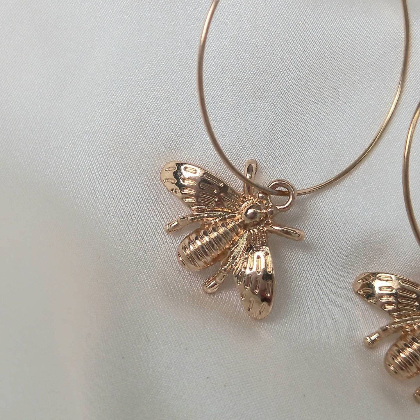 Gold Bee Hoop Earrings - Lightweight Hoop Earrings,Bee Earrings,Gold Hoop Earrings In The UK,Gold Earrings In The UK,Gold Jewellery, Bees
