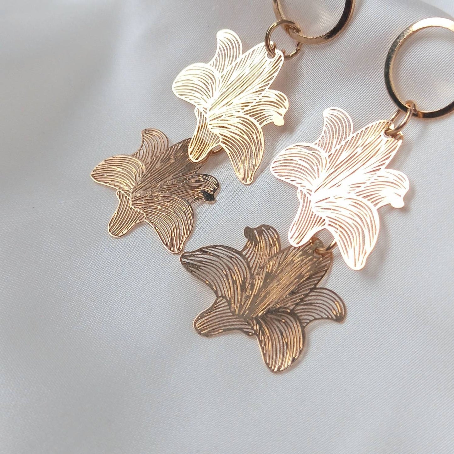 Gold Flower Drop Earrings -  Flower Earrings, Flower Jewellery, Floral, Delicate Earrings,Gold Earrings In The UK,Gold Jewellery In The UK