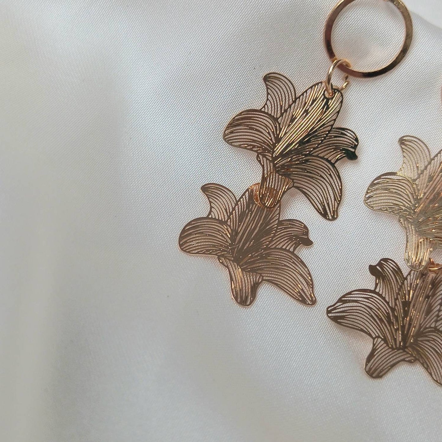 Gold Flower Drop Earrings -  Flower Earrings, Flower Jewellery, Floral, Delicate Earrings,Gold Earrings In The UK,Gold Jewellery In The UK