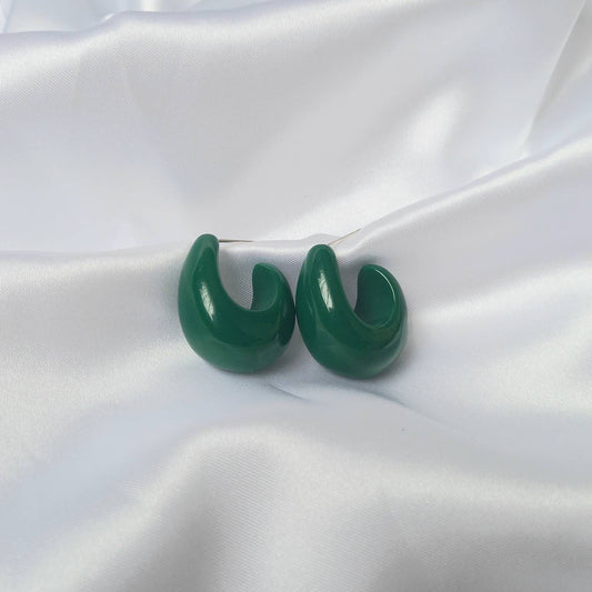 Chunky Green Hoop Earrings -  Chunky Hoop Earrings, Thick Resin Earrings, Green Earrings In The UK, Green Jewellery In The UK, Dark Green