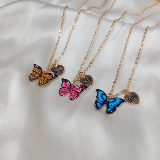3 Piece Friendship Necklace Set - Butterfly Necklace,Matching Necklaces,Friends Necklaces,Novelty Friendship Necklace Set,Gifts For Friends