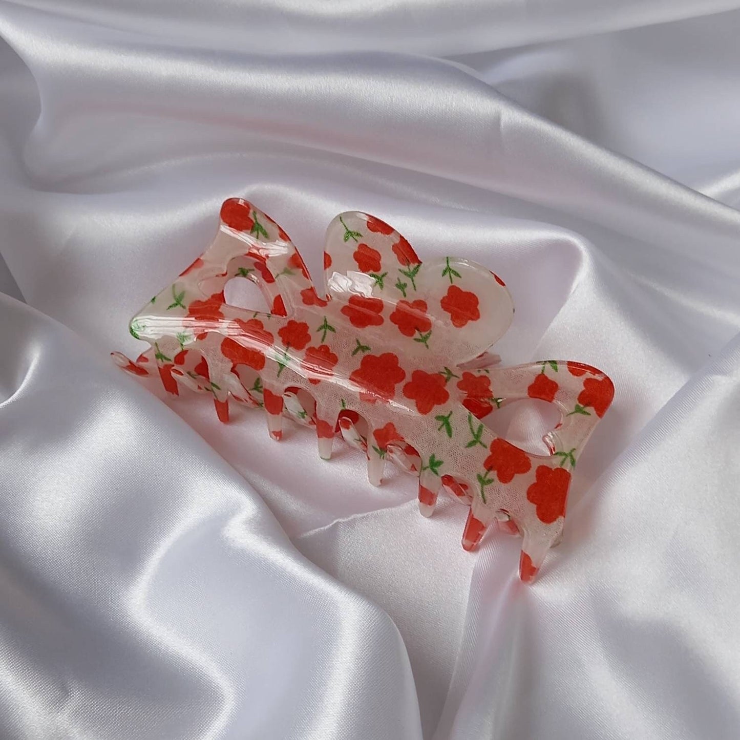 Large Red Flower Hair Claw- Red Hair Clip,Red Hair Accessories,Red Hair Claw,Flower Hair Clips,Funky Hair Clip,Red Hair Clips In The UK