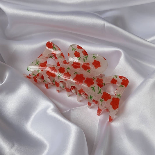 Large Red Flower Hair Claw- Red Hair Clip,Red Hair Accessories,Red Hair Claw,Flower Hair Clips,Funky Hair Clip,Red Hair Clips In The UK