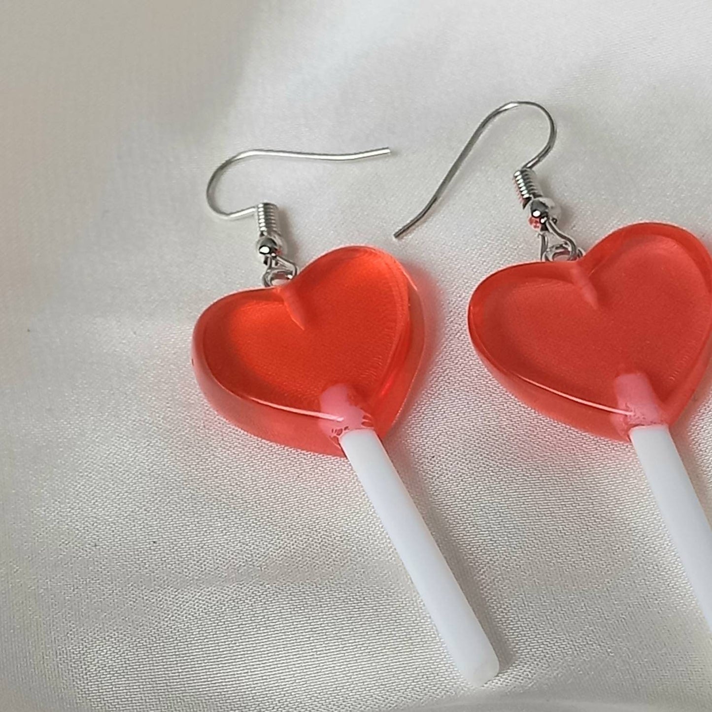 Lollypop Drop Earrings - Love Heart Lollipop Earrings, Sweet Earrings,Novelty Earrings,Earrings In The UK,Funky Earrings,Jewellery In The UK