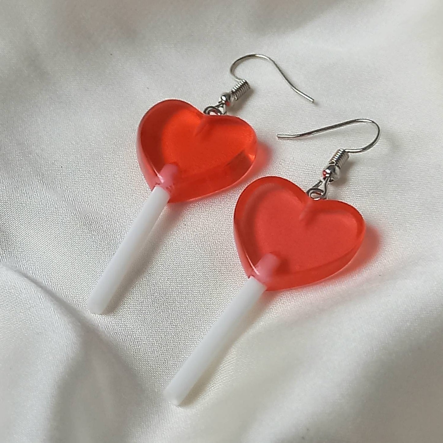 Lollypop Drop Earrings - Love Heart Lollipop Earrings, Sweet Earrings,Novelty Earrings,Earrings In The UK,Funky Earrings,Jewellery In The UK