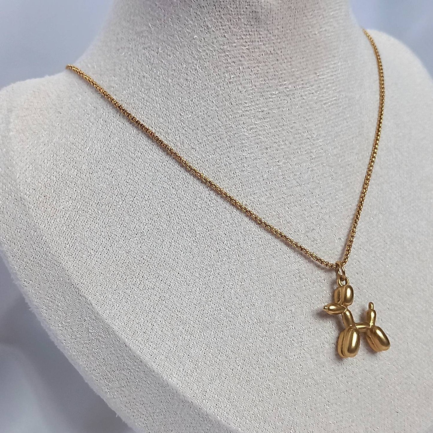 Gold Balloon Dog Chain Necklace - Gold Necklaces In The UK, Gold Dog Necklace, Dog Jewellery In The UK, Dog Lover Gift, Dog Lover Jewellery