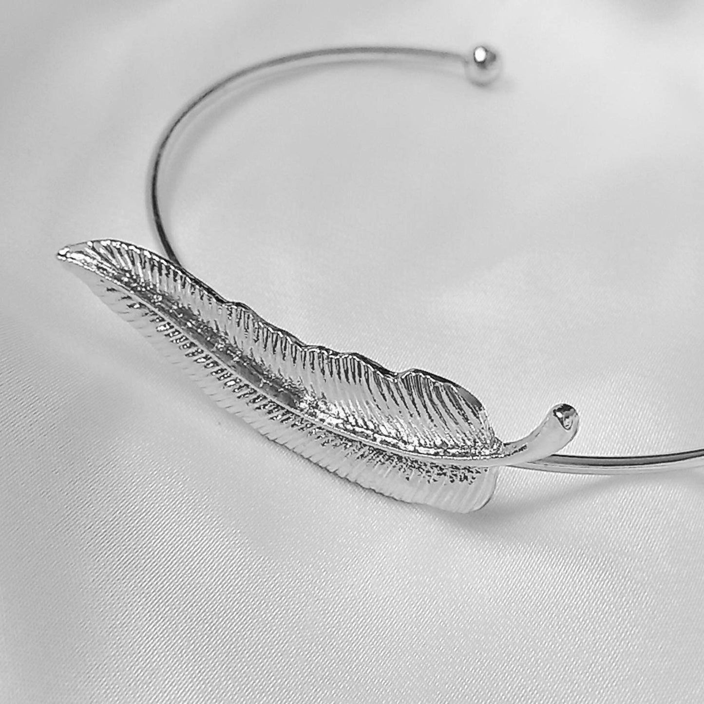 Silver Feather Bangle Bracelet-Silver Jewellery,Silver Bangle,Bangle Jewellery,Minimal Bangle Bracelet,Gift For Her,Silver Bangles In The UK