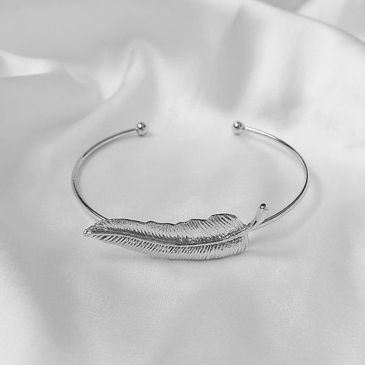 Silver Feather Bangle Bracelet-Silver Jewellery,Silver Bangle,Bangle Jewellery,Minimal Bangle Bracelet,Gift For Her,Silver Bangles In The UK