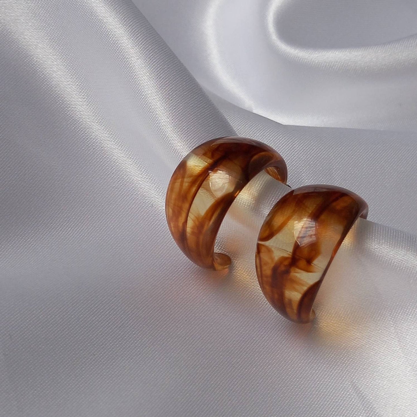 Chunky Brown Resin Hoop Earrings -  Resin Earrings, Chunky Hoop Earrings, Thick Resin Earrings, Earrings In The UK, Hoop Earrings In The UK