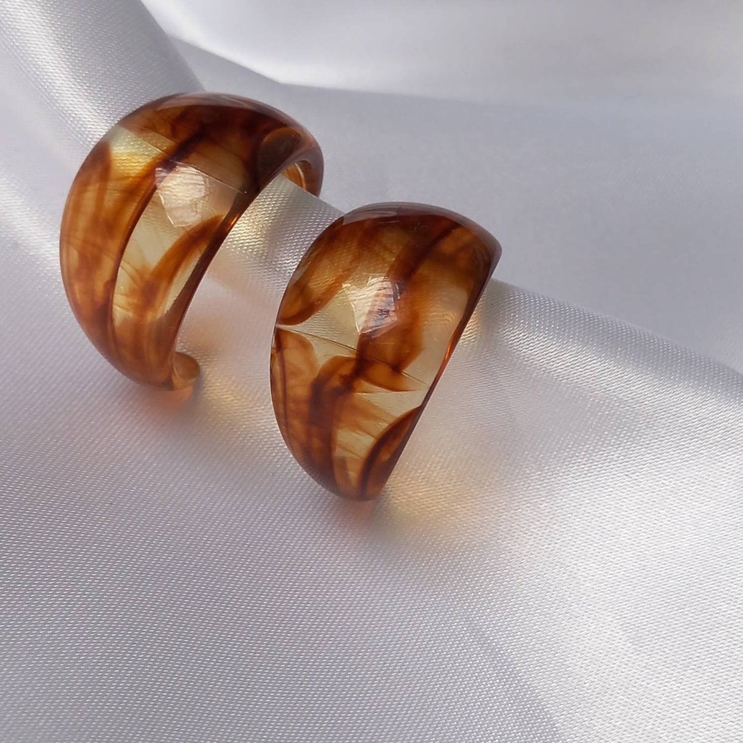 Chunky Brown Resin Hoop Earrings -  Resin Earrings, Chunky Hoop Earrings, Thick Resin Earrings, Earrings In The UK, Hoop Earrings In The UK