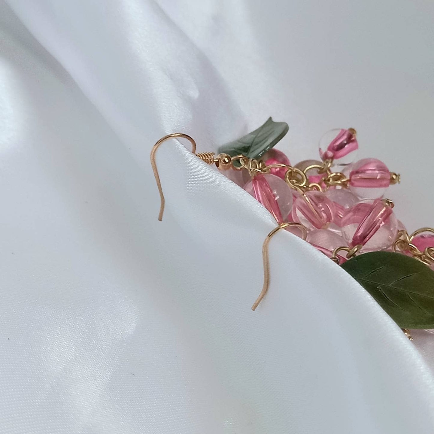 Pink Bead Grape Drop Earrings -  Bead Earrings,Bead Jewellery,Chunky Earrings,Pink Earrings In The UK, Pink Jewellery In The UK, Pink Beads