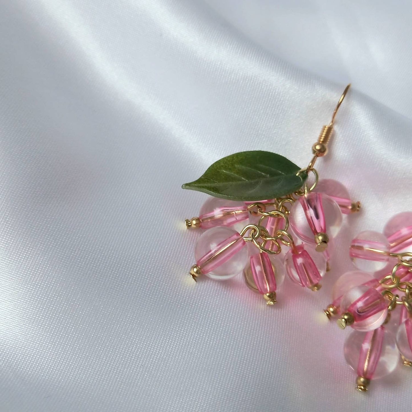 Pink Bead Grape Drop Earrings -  Bead Earrings,Bead Jewellery,Chunky Earrings,Pink Earrings In The UK, Pink Jewellery In The UK, Pink Beads