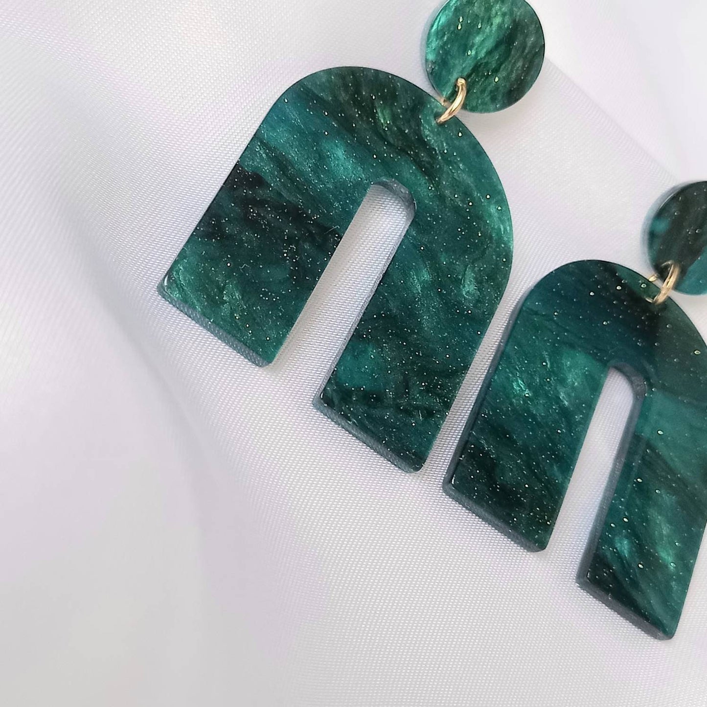Green Rainbow Charm Drop Earrings - Abstract Rainbow Earrings,Green Earrings In The UK,Green Jewellery In The UK,Sparkly Earrings,Rainbows
