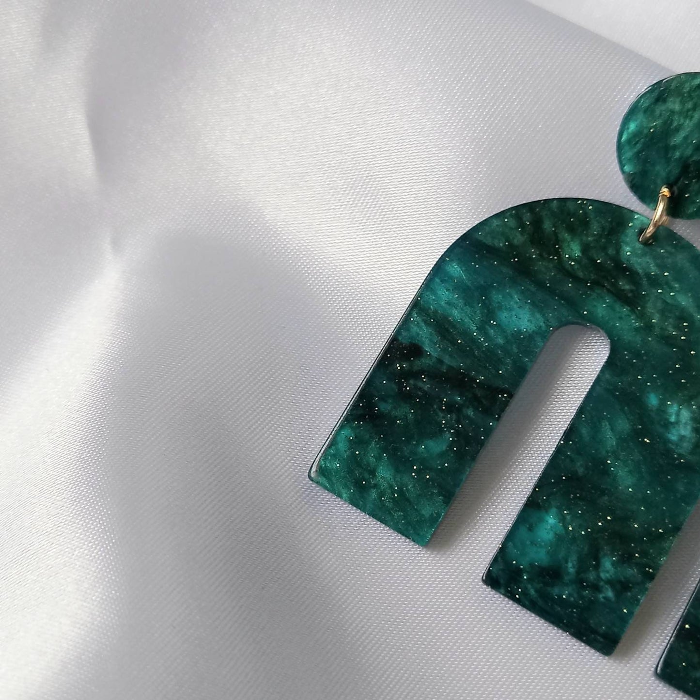 Green Rainbow Charm Drop Earrings - Abstract Rainbow Earrings,Green Earrings In The UK,Green Jewellery In The UK,Sparkly Earrings,Rainbows