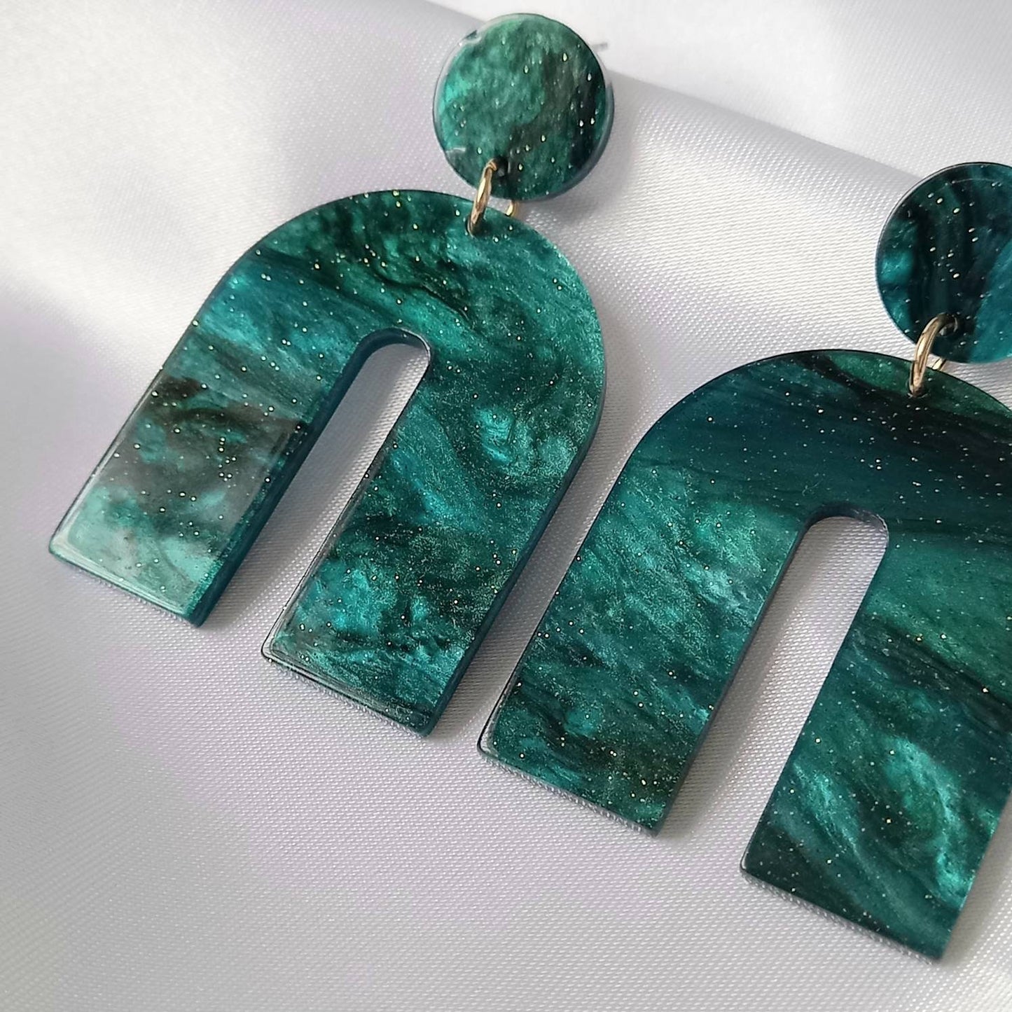 Green Rainbow Charm Drop Earrings - Abstract Rainbow Earrings,Green Earrings In The UK,Green Jewellery In The UK,Sparkly Earrings,Rainbows