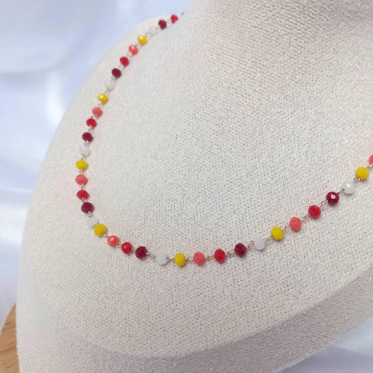 Orange & Gold Bead Choker Necklace - Gold Jewellery,Red Choker Necklace,Beaded Necklaces In The UK,Red Bead Necklace,Orange Beaded Jewellery