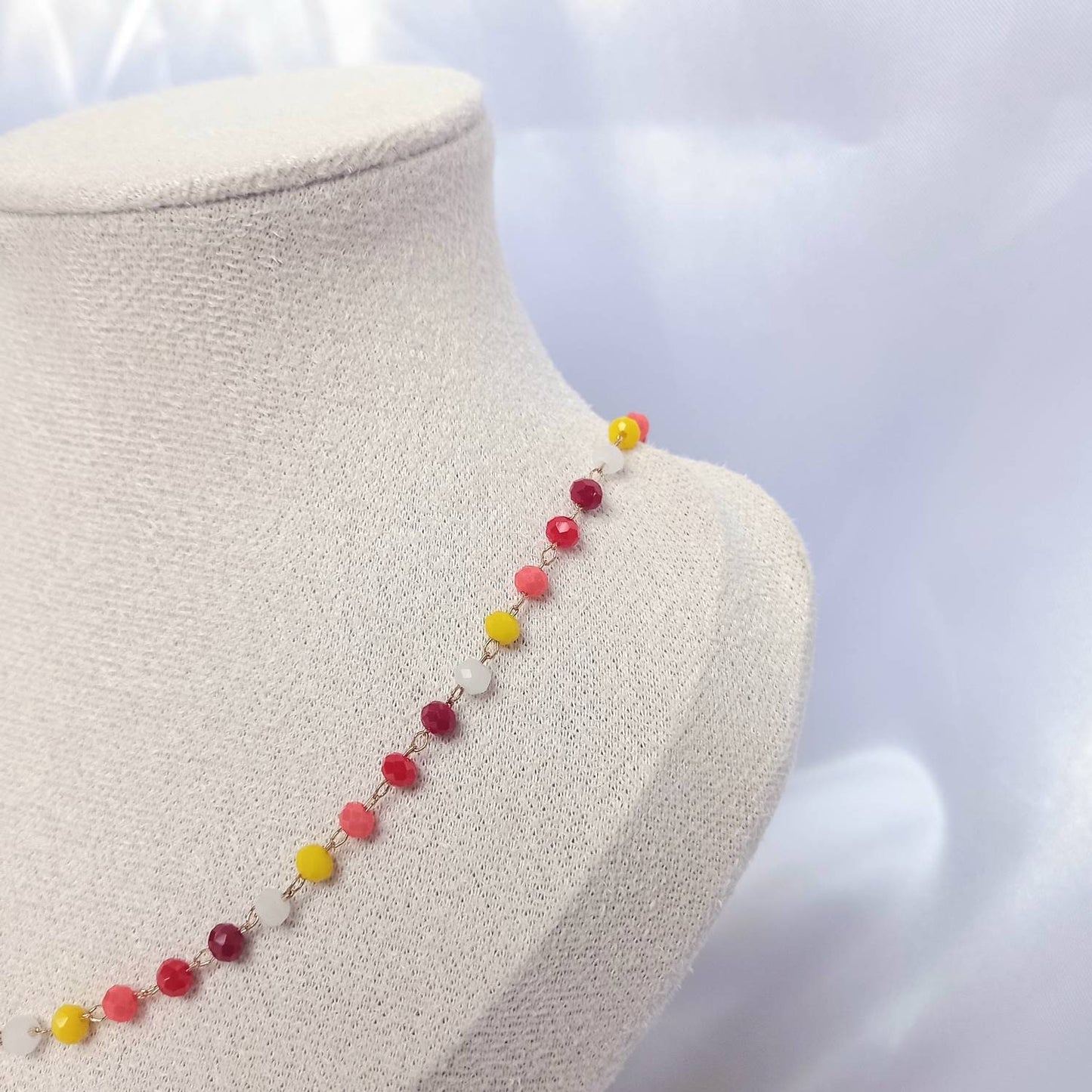 Orange & Gold Bead Choker Necklace - Gold Jewellery,Red Choker Necklace,Beaded Necklaces In The UK,Red Bead Necklace,Orange Beaded Jewellery