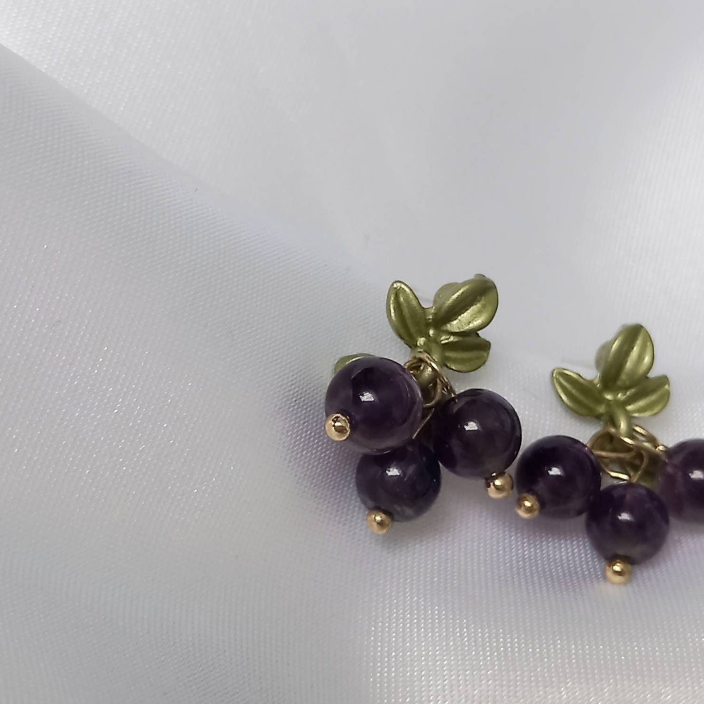 Purple Bead Stud Drop Earrings -Bead Earrings,Bead Jewellery,Purple Earrings,Purple Jewellery,Purple Beaded Earrings,Purple Beaded Jewellery