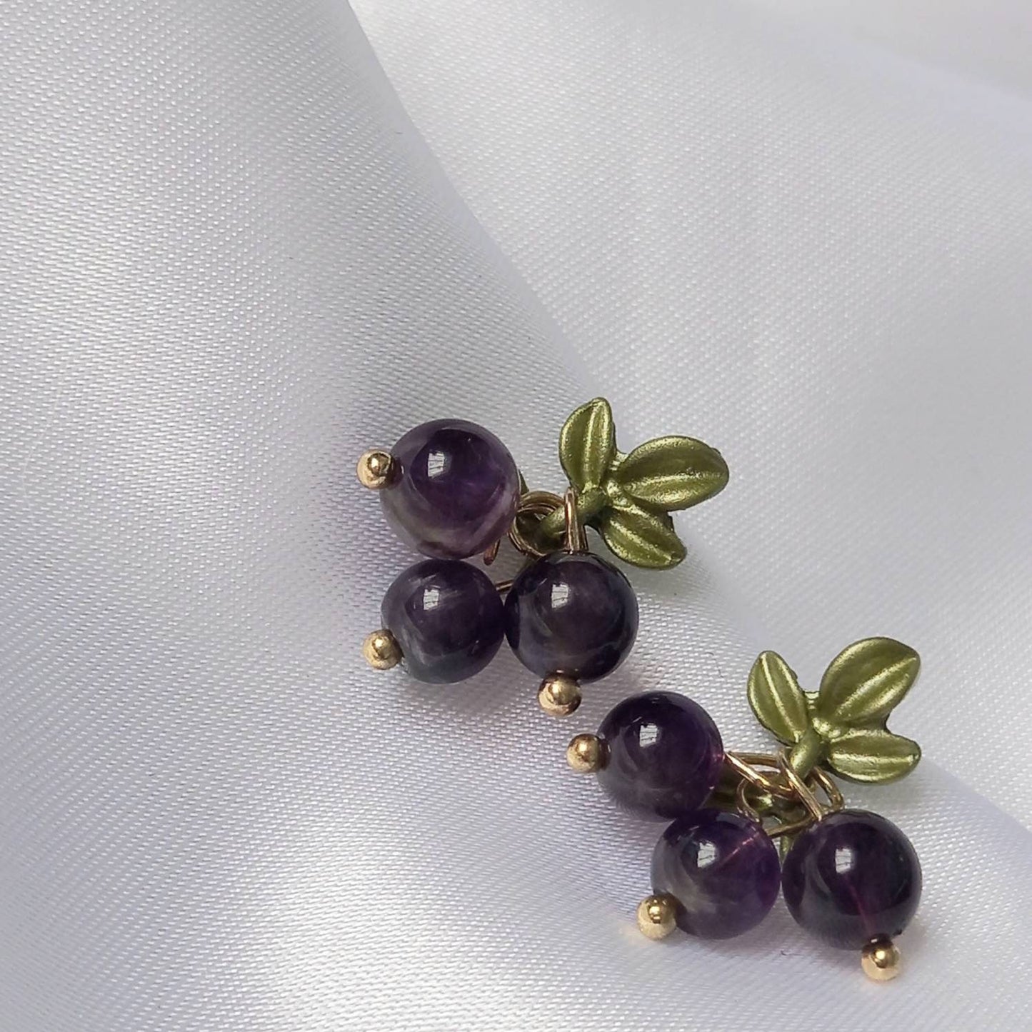 Purple Bead Stud Drop Earrings -Bead Earrings,Bead Jewellery,Purple Earrings,Purple Jewellery,Purple Beaded Earrings,Purple Beaded Jewellery